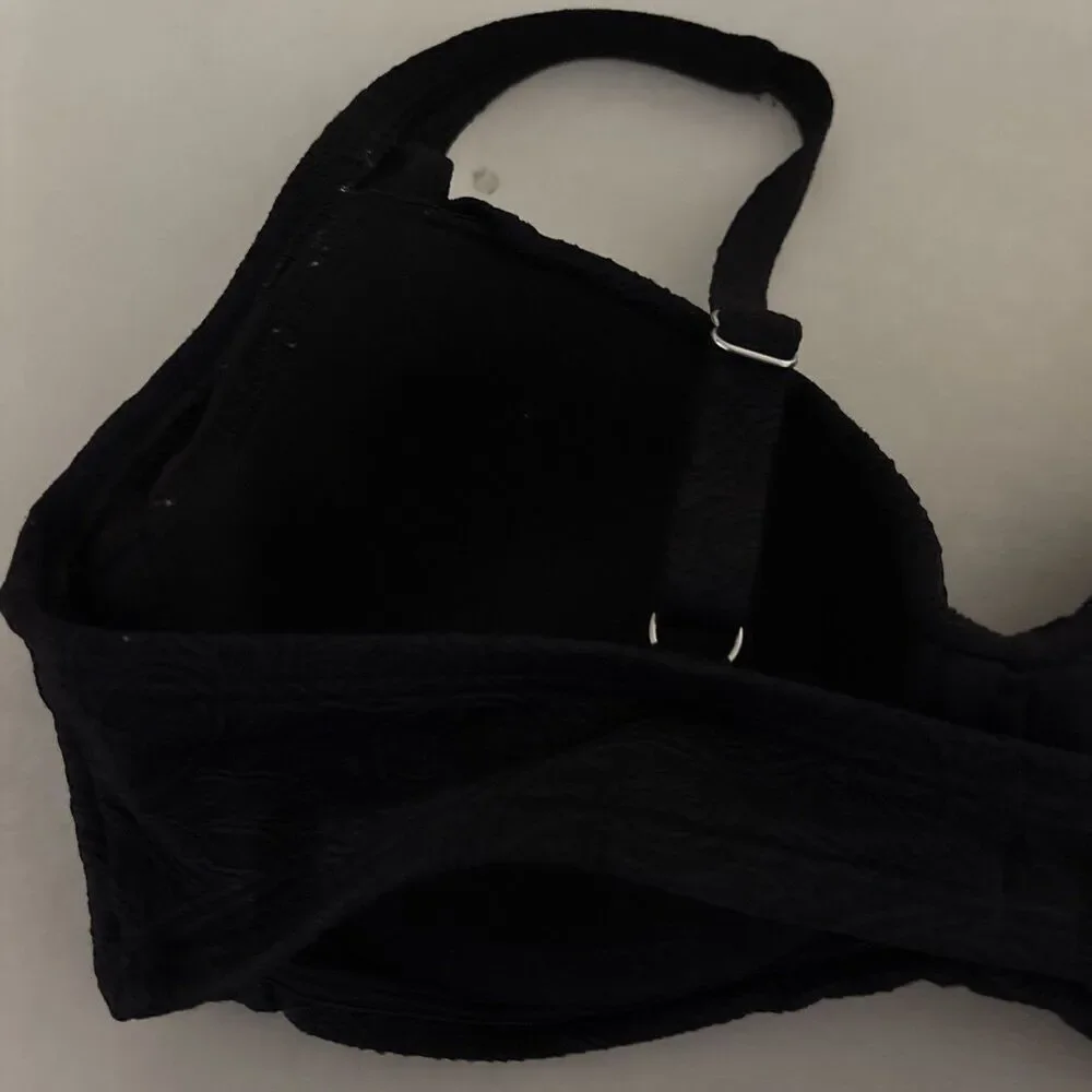 Lands End Black Paisley Textured Twist Underwire Bikini Top Women's Size 4 Swim